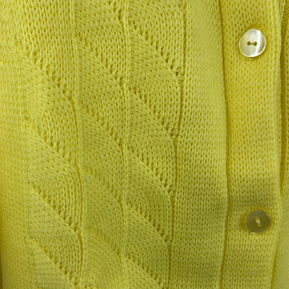 NWT Vintage 50’s 60’s Carol Brent Yellow Knit button Cardigan Size 36 - Picture 6 of 10